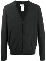 Maison Margiela Piped Buttoned V-neck Cardigan In Grey