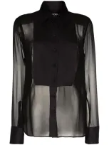 Tom Ford Sheer Bib-front Shirt In Black