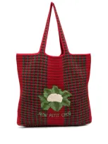 Gucci Embroidered Design Tote Bag In Red