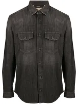 Z Zegna Button-up Denim Shirt In Black