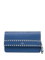 Valentino Garavani Rockstud Leather Clutch Bag In Blue