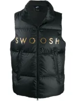 Nike Swoosh Padded Down Gilet In Black