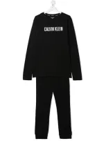 Calvin Klein Teen Logo-print Pajama Set In Black