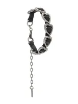 Saint Laurent Heart Motif Bracelet In Black