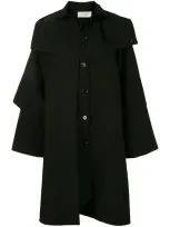 Lemaire Oversized Draped Wool Coat In Black