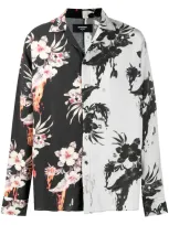 Represent Contrast Floral Print Shirt In Black