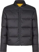 Fendi Logo Reversible Padded Jacket In Black Yellow