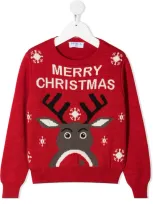 Siola Kids' Christmas-motif Intarsia-knit Jumper In Red