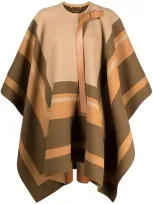 Chloé Leather-trimmed Virgin Wool Cape In Beige