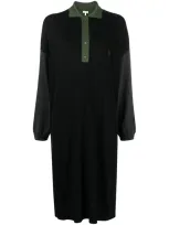 Loewe Black Wool Anagram Oversized Polo Dress