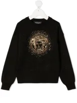 Young Versace Kids' Medusa Crystal-embellished Jumper In Black