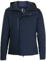 Save The Duck Zip-up Hooded Padded Coat In Blue