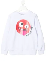 Neil Barrett Teen Smiley-print Cotton Sweatshirt In White