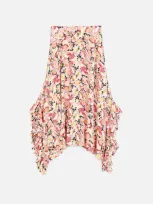 Stella Mccartney Floral-print Silk Crepe De Chine Midi Skirt In Pink