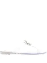 Casadei Crystal-embellished Flat Sandals In Grey