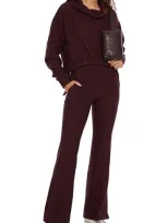 Twenty Montreal Mélange Fleece Flared Track Pants In Burgundy