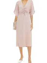 Vanessa Bruno Nevia Ruched Cloqué Midi Dress In Blush