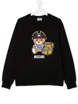 Moschino Teen Teddy Bear-print Cotton Sweatshirt In Black