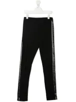 Balmain Kids' Logo Cotton Jersey Leggings In Black