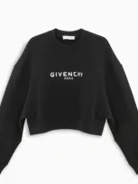 Givenchy Black 'paris' Logo Cropped Sweatshirt