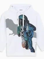 Valentino Spaceman Print Drawstring Hoody In White