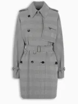 Max Mara Double Breasted Check Trench Coat In Black,grey,white