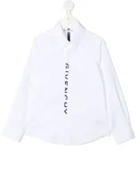 Givenchy Teen Logo-print Concealed Long-sleeved Shirt In White