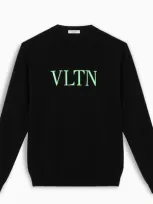 Valentino Logo Print Cotton Blend Sweatshirt In Black