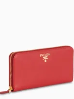 Prada Red Zip Around Wallet