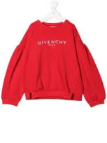 Givenchy Teen Logo-print Crew Neck Sweatshirt In Red