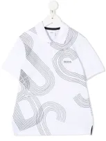 Bosswear Kids' Graphic Logo Print Polo Shirt In White