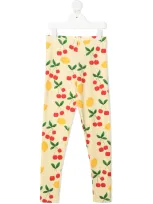 Mini Rodini Kids' Lemon And Cherry-print Leggings In Yellow