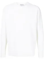 Solid Homme Ribbed-detailing Crew-neck Jumper In White