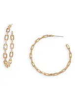 Nordstrom Pavé Link Hoop Earrings In Clear- Gold