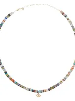 Sydney Evan Evil Eye 14kt Gold Beaded Necklace In Multicoloured