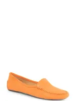 Patricia Green Jillian Driving Moccasin In Tangerine Suede