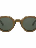 Lesca Corbs Round Frame Sunglasses In Brown