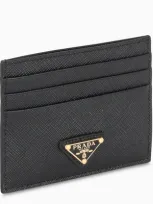 Prada Black Card Holder In Saffiano