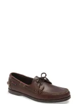 Sebago Portland Boat Shoe In Dark Brown-gum