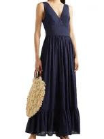 Heidi Klein Tiered Broderie Anglaise Cotton Maxi Dress In Blue