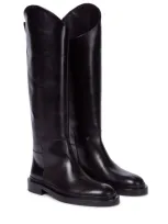 Jil Sander Leather Riding Boots In Black