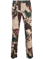 Moschino Mens Fantasy Print Brown Newspaper-print Tapered-leg Stretch-cotton Trousers 32 In Nude