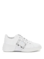 Roger Vivier Viv Skate Crystal Buckle Sneakers In White