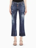 Dsquared2 Worn Effect Blue Flared Trousers