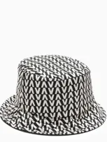 Valentino Garavani Vlogo Signature Printed Twill Bucket Hat In Black