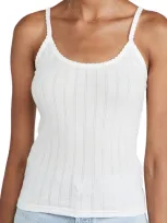 Leset Pointelle-knit Cotton-jersey Tank In White