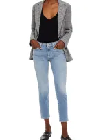 7 For All Mankind Cropped Faded Mid-rise Slim-leg Jeans In Blue