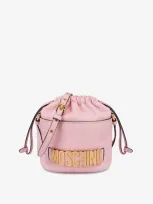 Moschino Lettering Logo Bucket Bag In Pastel Pink