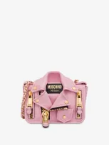 Moschino Small Nappa Biker Bag In Pink