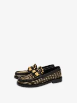 Moschino Teddy Studs Calfskin Loafers In Black